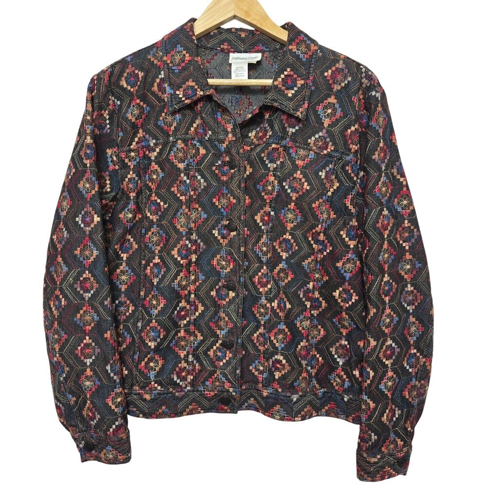 Coldwater Creek Womens Vintage 90s Y2K Artsy Boho Eclectic Embroidered Jacket L